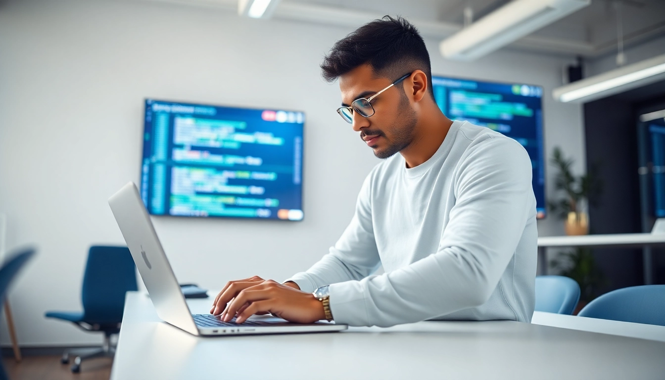 Webentwickler Hannover, die an modernem Laptop arbeiten und digitale Lösungen entwickeln.