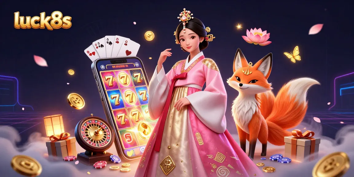 Experience the thrill of luck8s with an engaging Asian-themed casino scene showcasing vibrant games and characters.