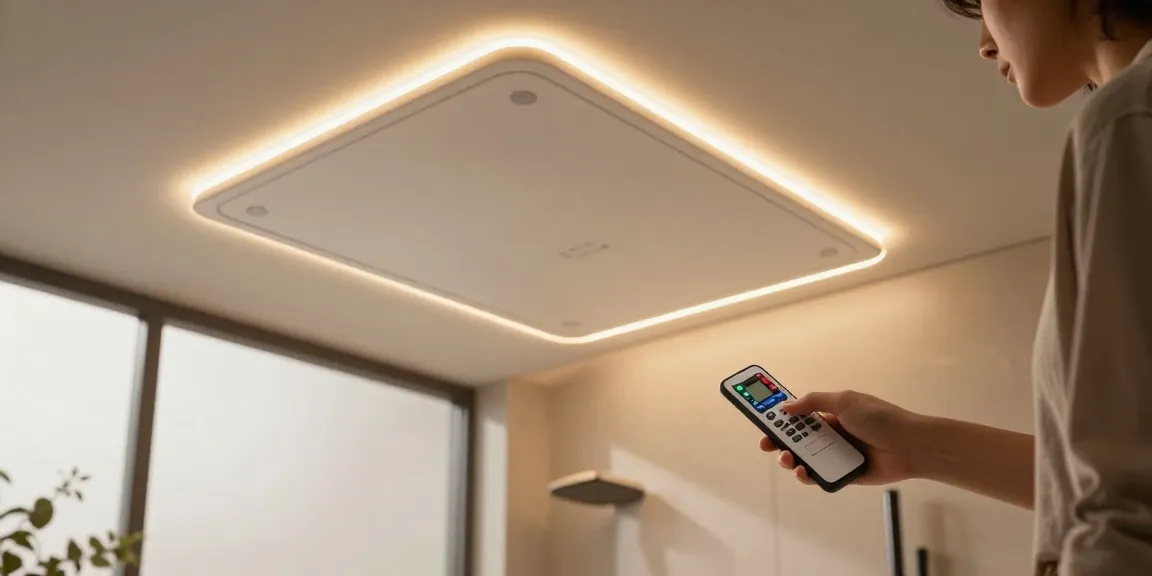 Schöne Infrarotheizung Decke im modernen Badezimmer mit LED-Beleuchtung, die den Komfort erhöht.