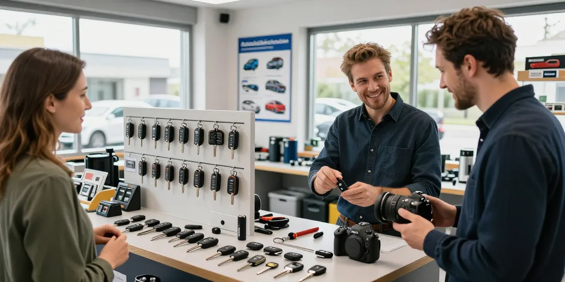 Autoschlüssel nachmachen in einem professionellen Schlüsseldienst mit Autoteilen.