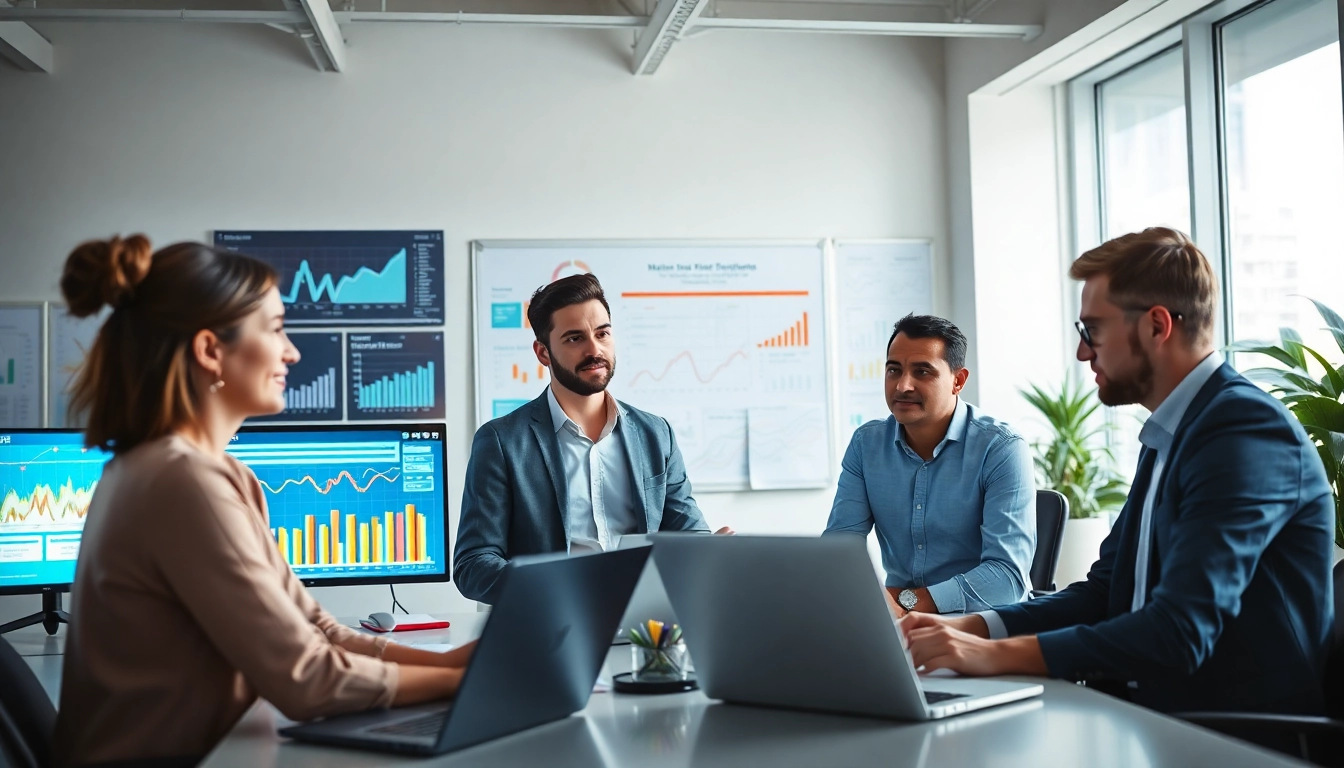 Impression einer Online Marketing Analyse in einem modernen Büro mit engagiertem Team.