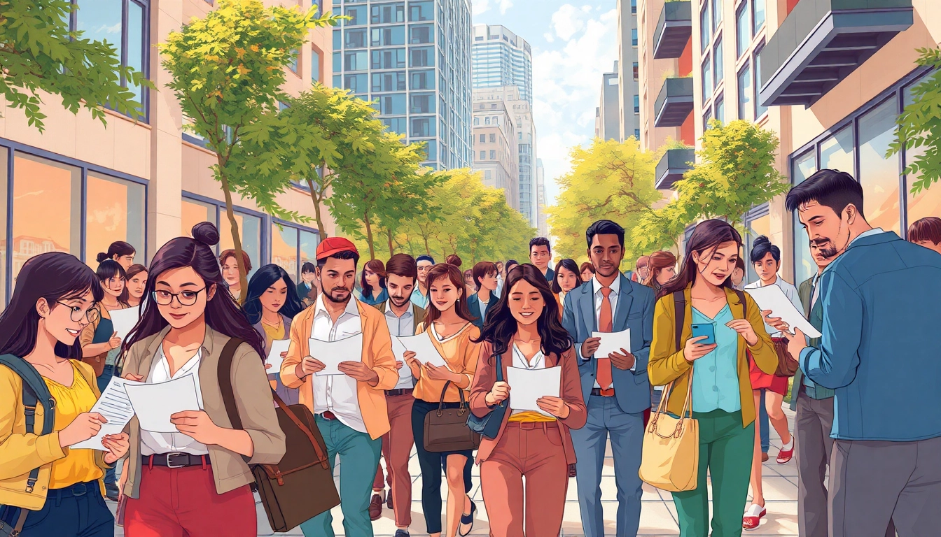 People checking tasks and managing payments in a vibrant urban setting, illustrating the concept of checks.