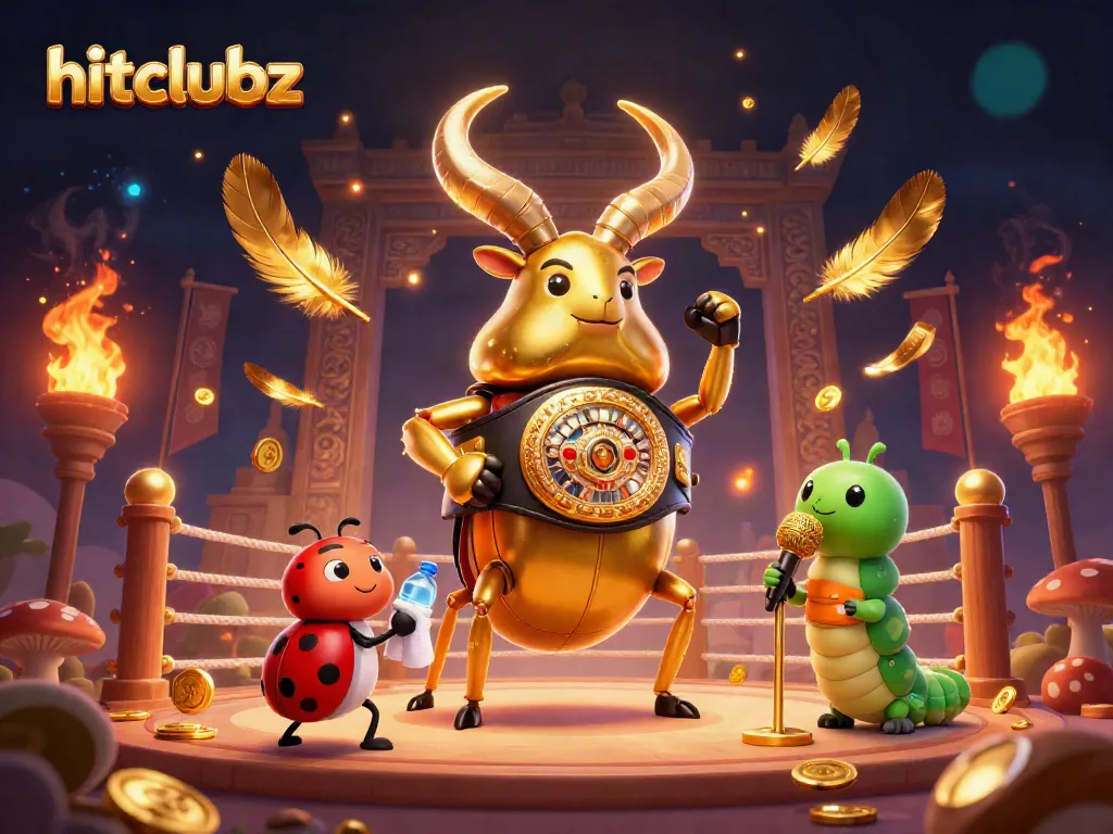 Engage in dynamic gaming battles with hitclubz characters in a vibrant 3D casino arena.
