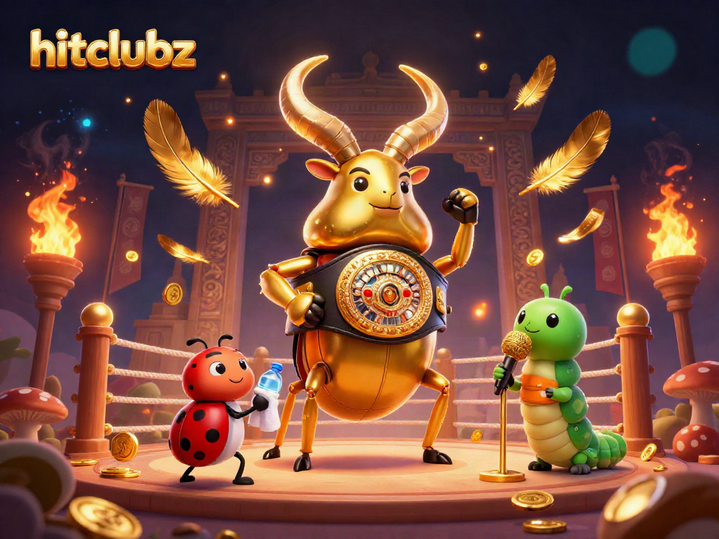 Engage in dynamic gaming battles with hitclubz characters in a vibrant 3D casino arena.