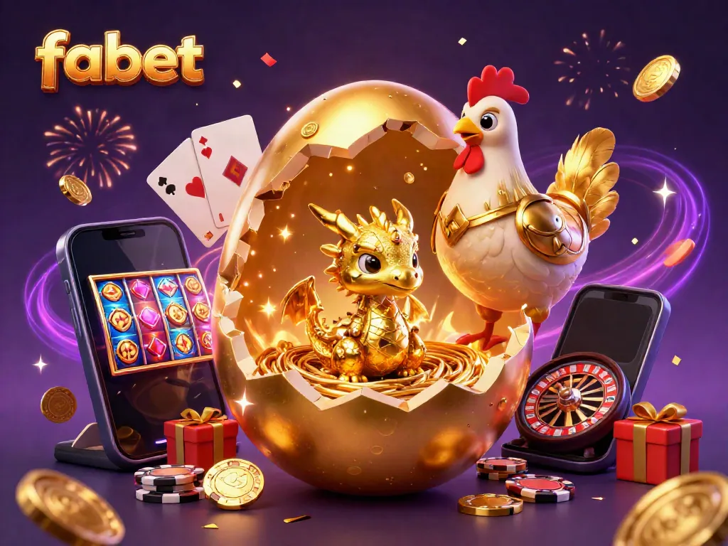 Engage with fabet’s thrilling online casino experience featuring a baby dragon and golden elements.