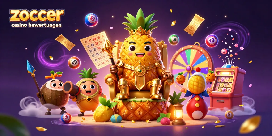 Zoccer Casino Bewertungen: Eine spannende Illustration mit dem König und Casino-Elementen, die Spieler anziehen.