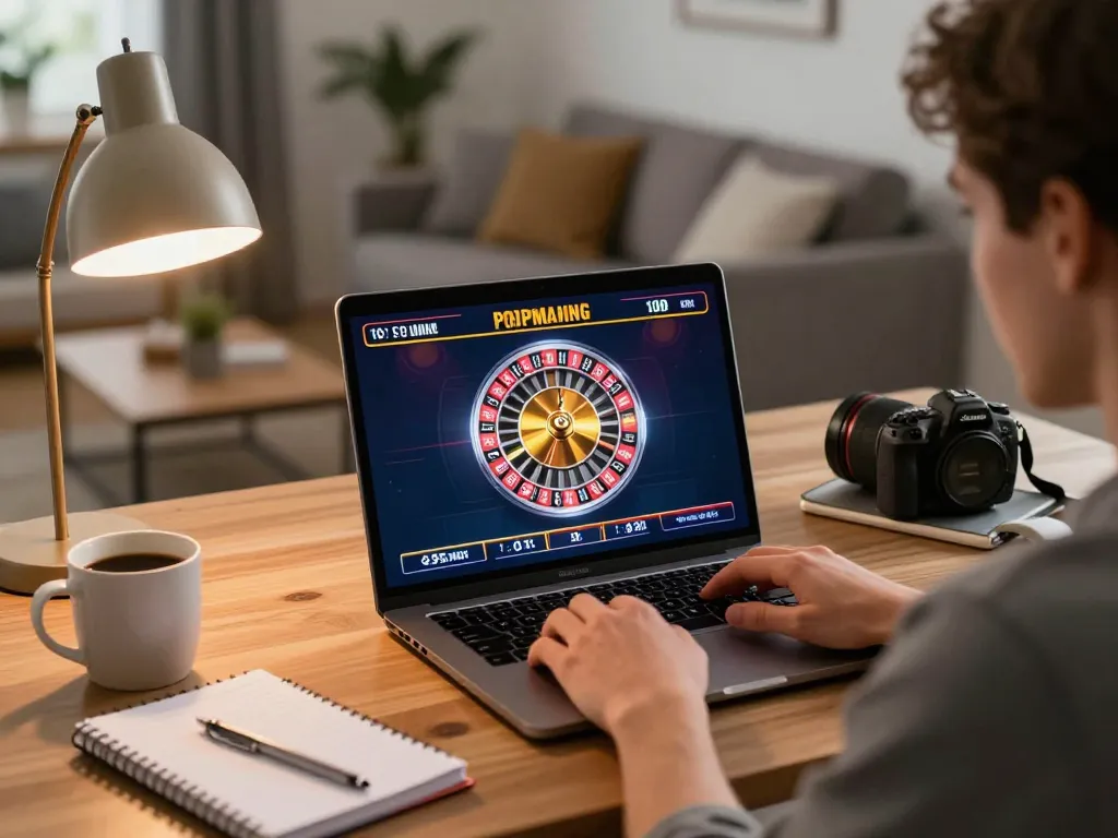 Engaging scene of a player at home enjoying online gambling with nhà cái uy tín CM88.