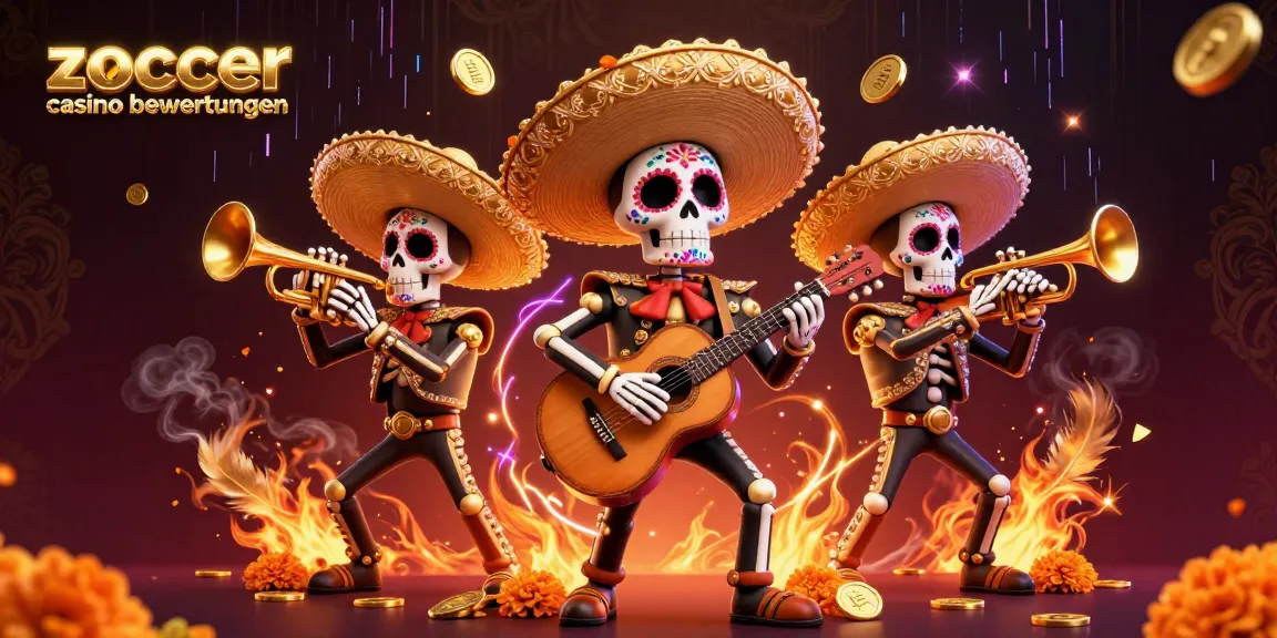 Experience zoccer casino bewertungen through a vibrant scene of mariachi skeletons in a dynamic casino atmosphere.