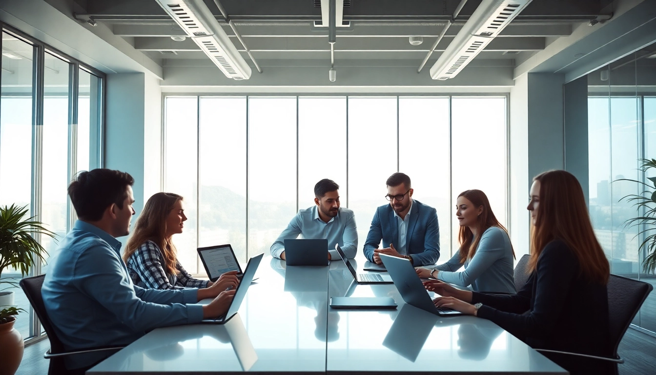 Agentur SEO-Team, das an innovativen Strategien in einem modernen Büro arbeitet.