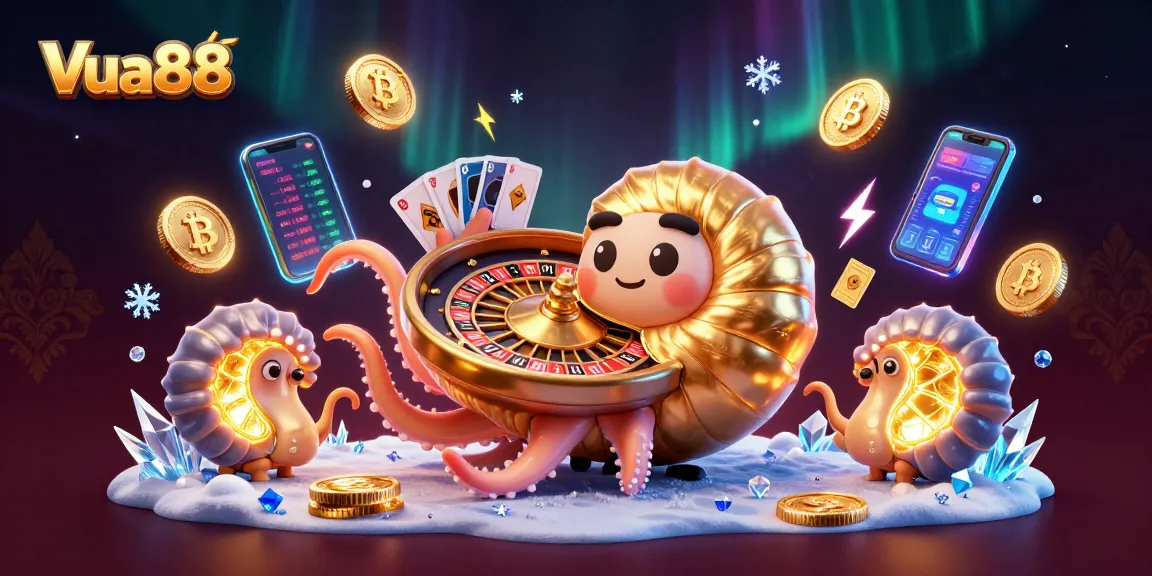 Vua88 players engaging with a vibrant, immersive casino experience featuring ancient and futuristic elements.