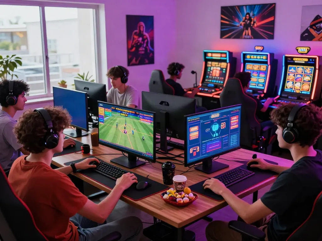 Friends enjoying an engaging gaming session showcasing man88 sports betting and casino games in a lively atmosphere.