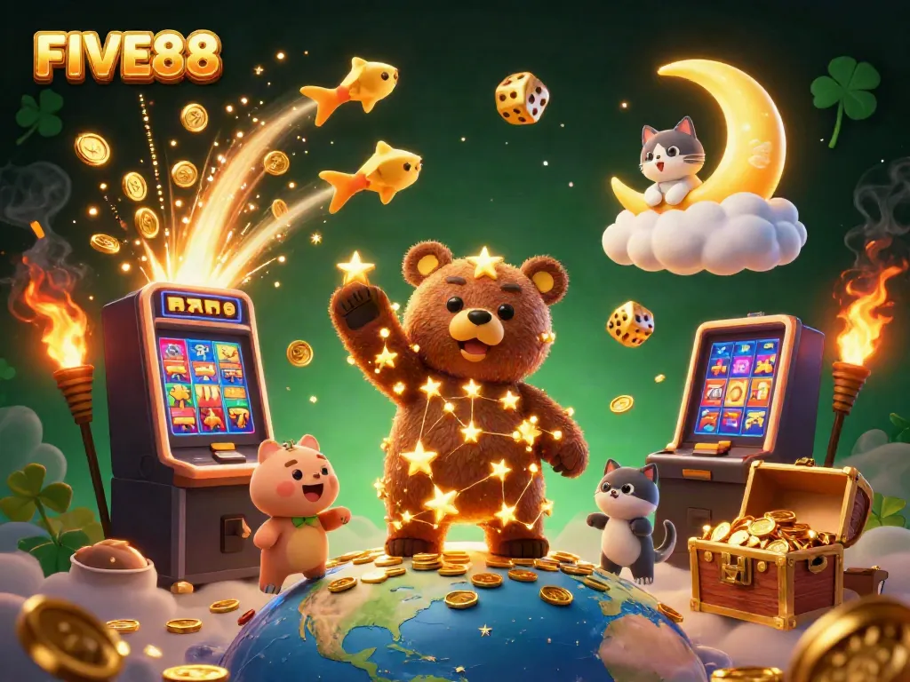 Experience thrilling wins at FIVE88 with an exciting digital casino adventure featuring jackpot explosions and vibrant game visuals.