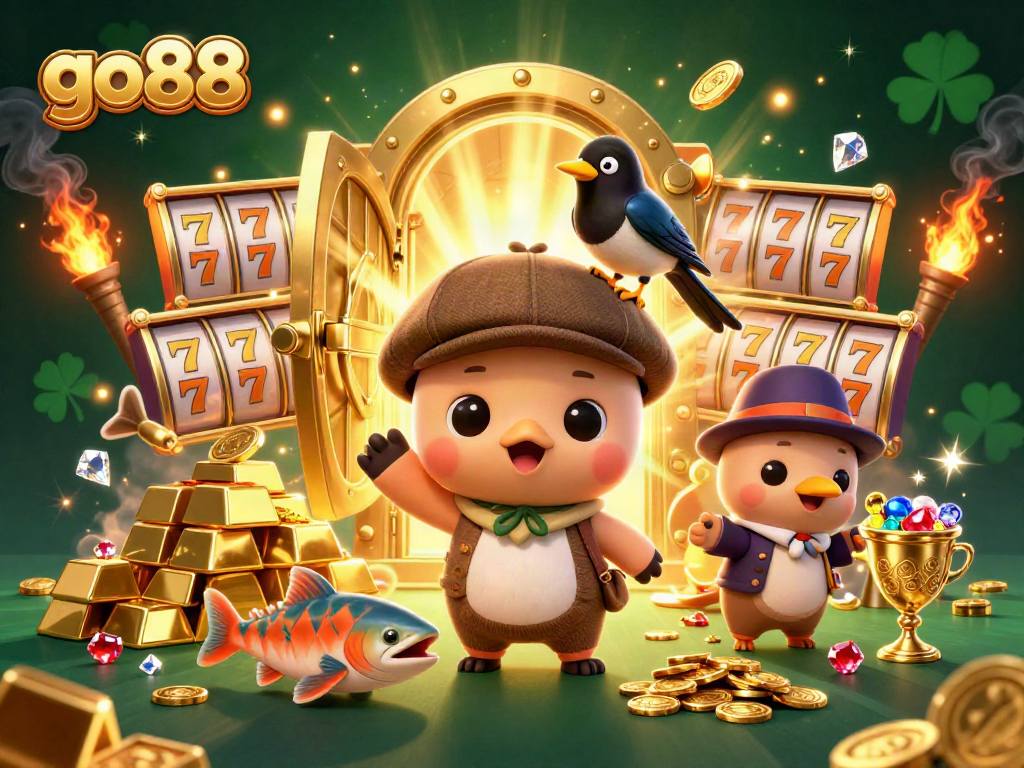 Engage in thrilling casino gameplay with go88, featuring vibrant characters and lucrative jackpot elements.