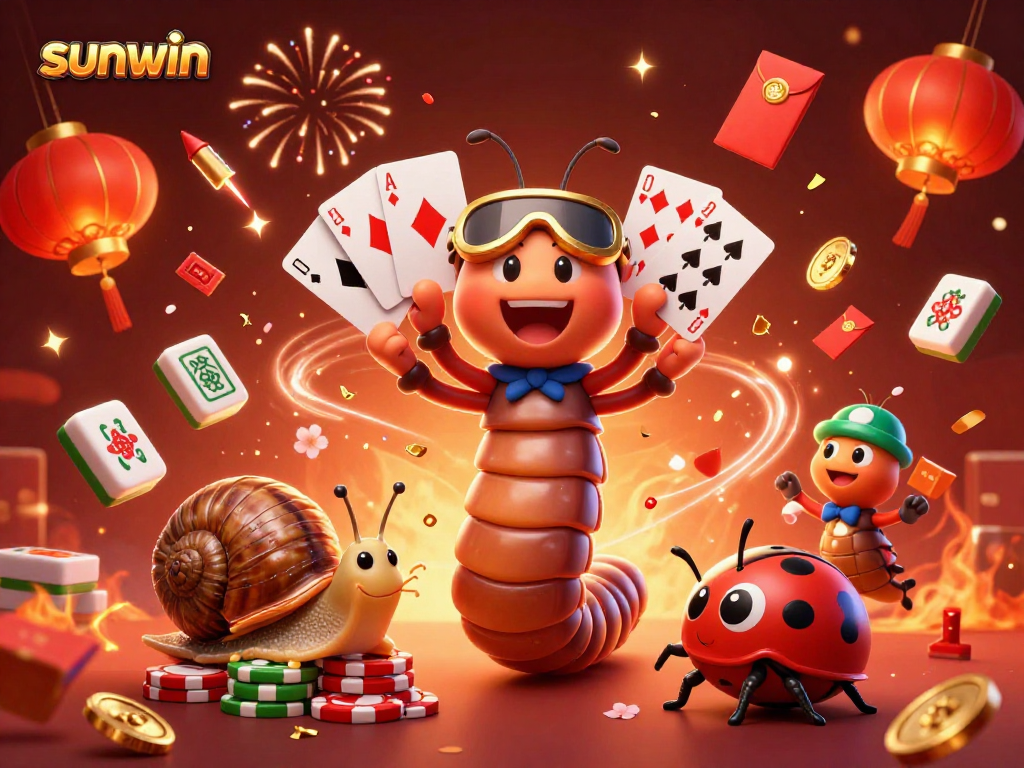 Experience the vibrant world of sunwin casino with lively characters and festive gaming elements.