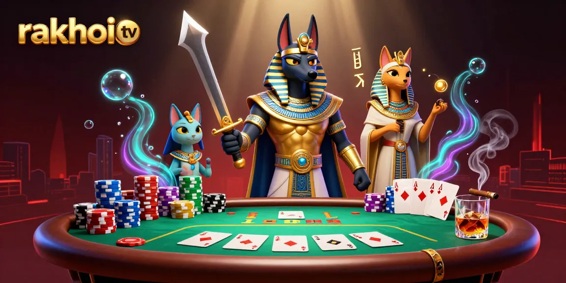 Engage with rakhoi tv in an exciting poker showdown amid an ancient Egyptian theme.