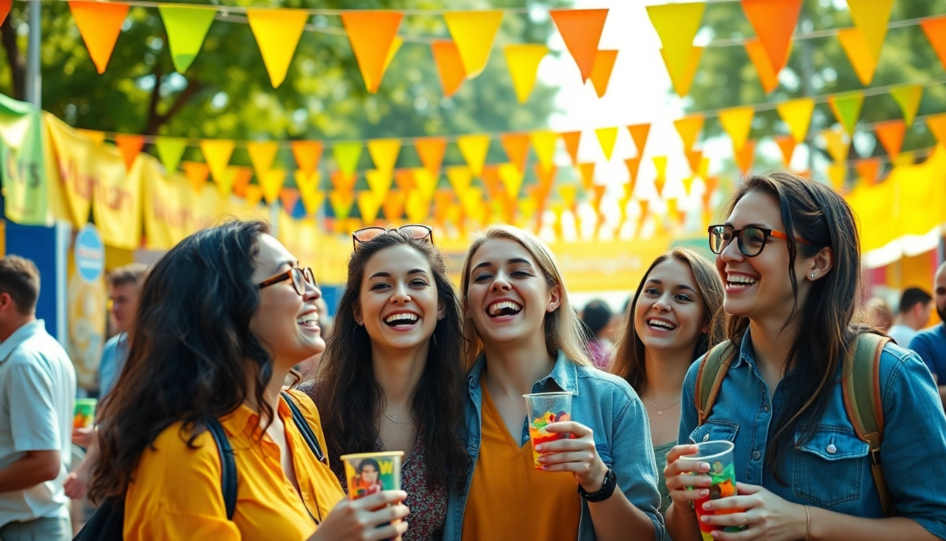 Erlebe clubgefühle mit Freunden bei einem festlichen Outdoor-Event voller Freude.