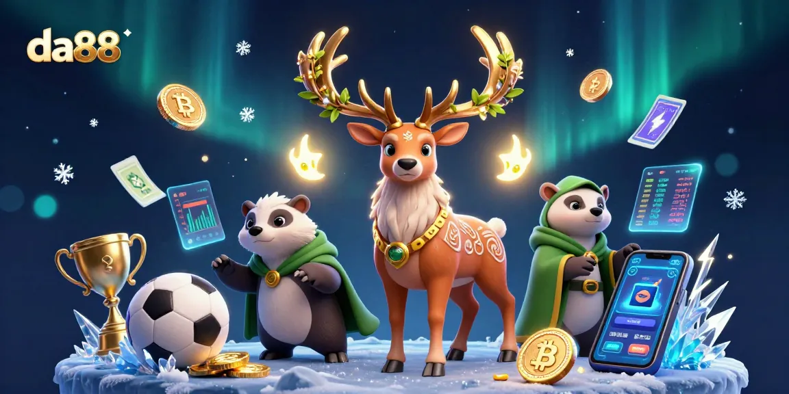 Experience thrilling sports betting with da88 featuring vibrant characters and crypto elements.