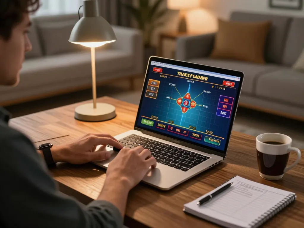 KJC player engaged in live dealer game on laptop at home, illustrating responsible online gambling.