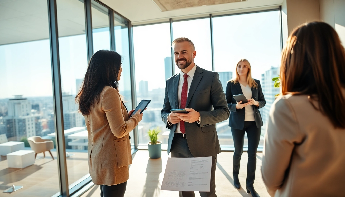 Immobilienmakler Frankfurt Ginnheim zeigt Kunden professionelle Beratung in modernem Büro.