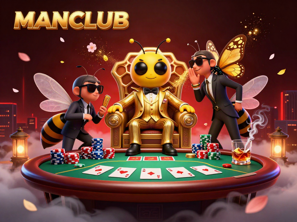 MANCLUB's vibrant bumblebee mob boss leads a high-stakes poker scene.