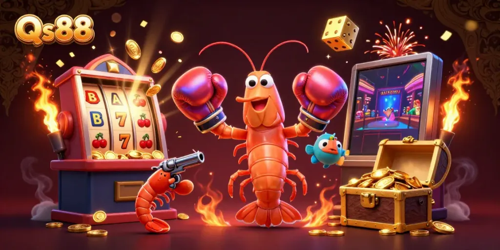 Experience thrilling gameplay with Qs88, featuring a colorful slot machine and dynamic casino elements.