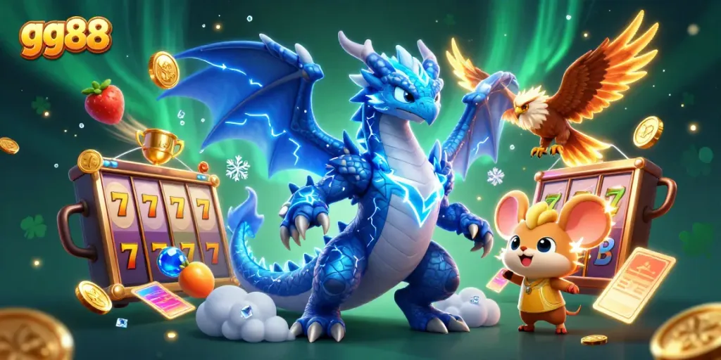 Experience excitement with gg88 in this vibrant, dynamic casino 3D illustration featuring thrilling game elements.