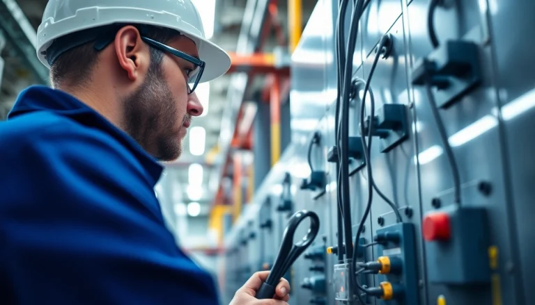 Conducting a DGUV V3 Prüfung in a factory setting to ensure electrical safety and compliance.