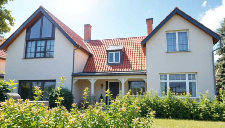 Ein modernisiertes Haus nach einer Hausrenovierung, das traditionelle und zeitgenössische Stile harmonisch kombiniert.