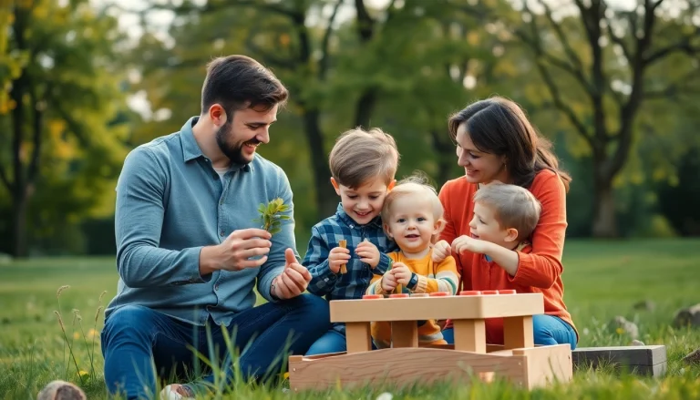 Kindererziehung in einer modernen Familie: Lernen und Spielen im Park.