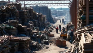 Transform scrap into cash at our Schrottplatz Remscheid, showcasing a bustling yard filled with various metals.