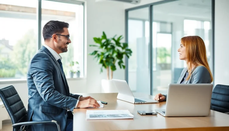 Headhunter Mühlheim im Gespräch mit einem Kandidaten in einem modernen Büro.