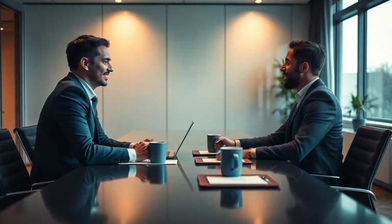 Headhunter Wolfsburg - Engaging candidate in professional office setting.