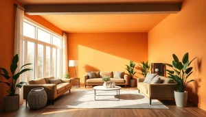 Geräumiges Wohnzimmer mit moderner Raumgestaltung, viel Licht und harmonischen Farben.