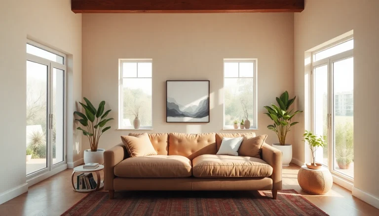 Ideales Beispiel für moderne Raumgestaltung mit warmer Farbauswahl und viel Licht.