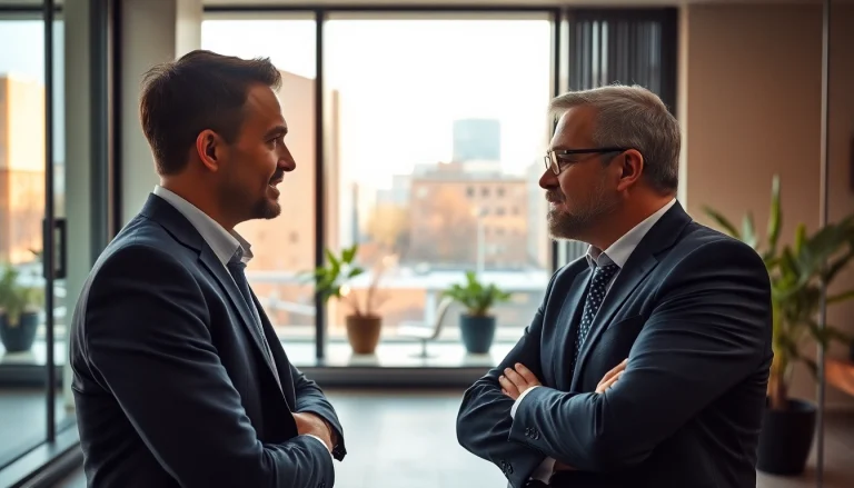 Professioneller Headhunter Düsseldorf führt Bewerbungsgespräch im modernen Büro.