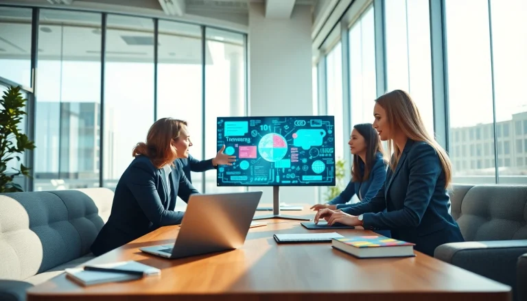 Engaging scene of a Headhunter IT collaborating with candidates in a modern office environment.