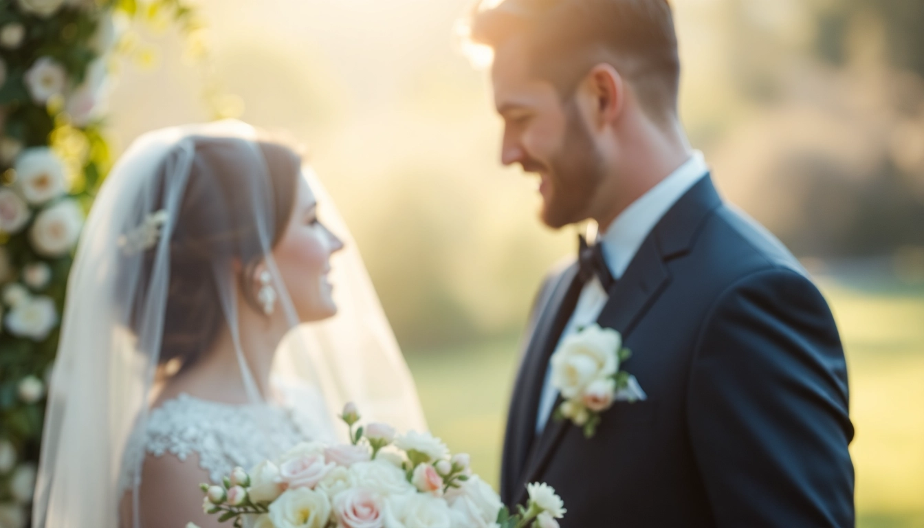 Hochzeitsfotograf Heidelberg fängt ein glückliches Paar während der Zeremonie ein, umgeben von Blumen.
