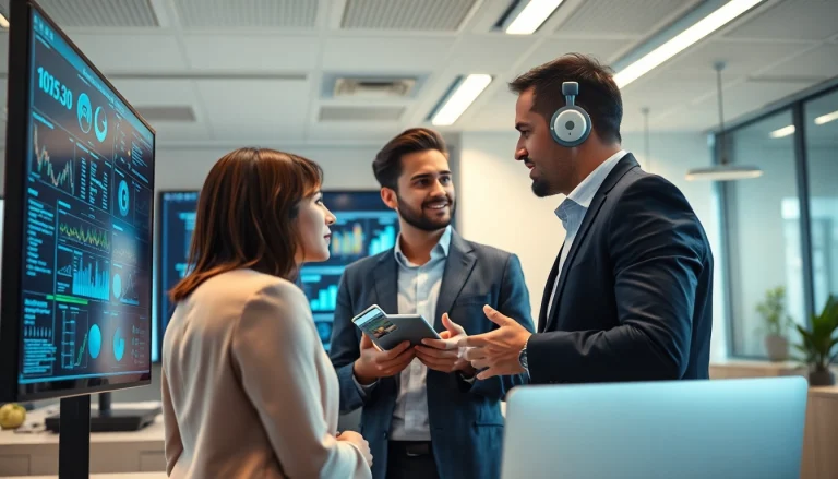 Professionelle Headhunter IT führen ein Beratungsgespräch mit einem IT-Experten in einer modernen Büroumgebung.