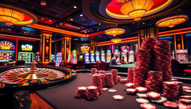 Experience the excitement of BET88 at a luxurious poker table with vibrant casino elements.