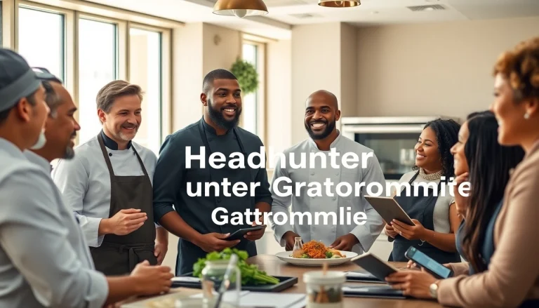 Headhunter Gastronomie: Team meeting among diverse chefs and managers discussing gastronomic success strategies.