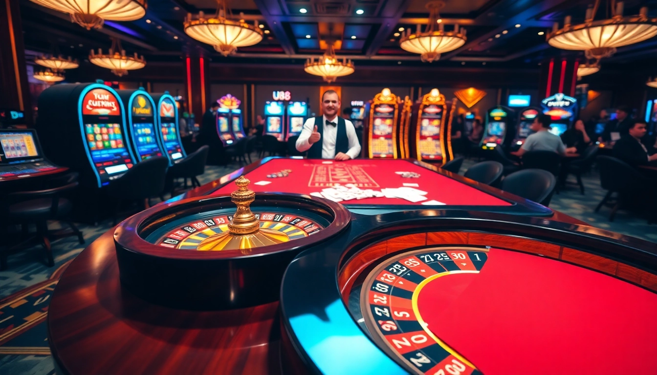 Experience thrilling U88 gameplay with vibrant casino tables and luxury gaming elements.