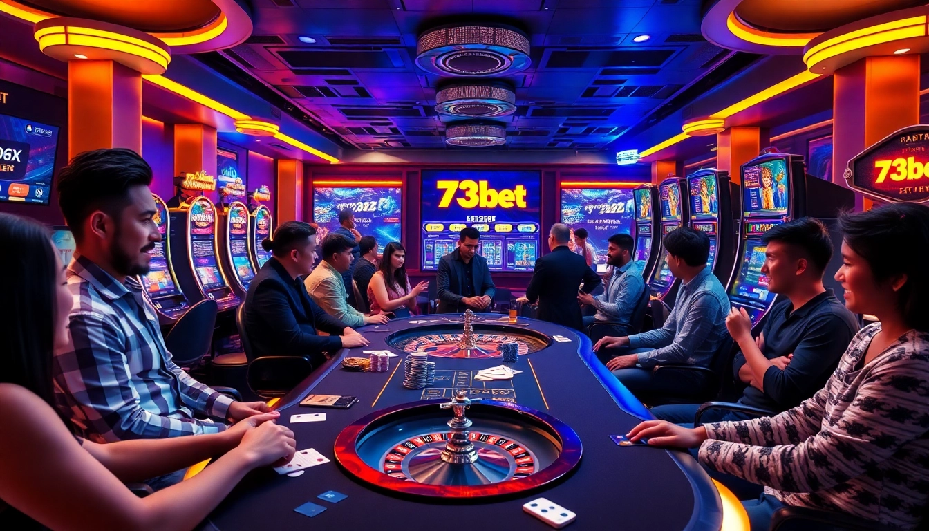 Exciting players engage in online gambling games at the 733bet platform, showcasing poker and roulette.