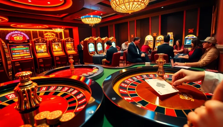 Gamblers engaging at a luxurious casino table with ST666 betting chips and cards.