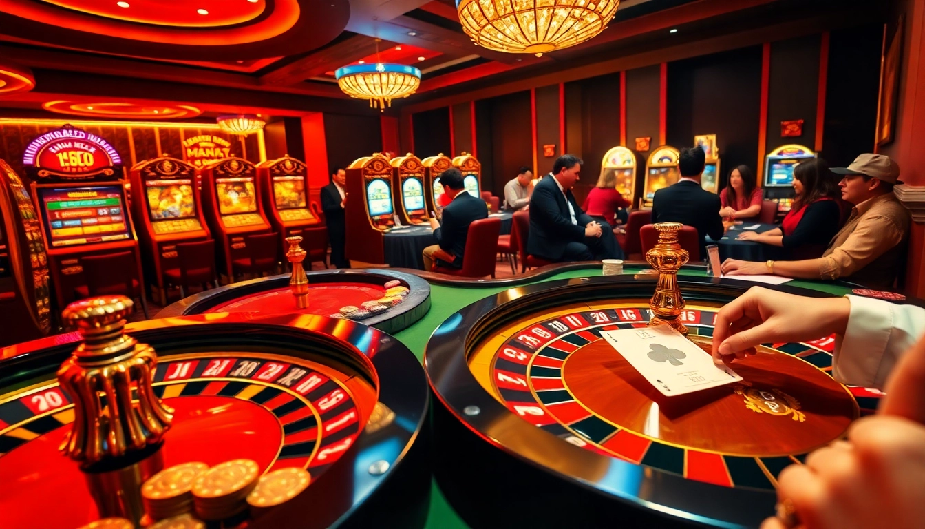 Gamblers engaging at a luxurious casino table with ST666 betting chips and cards.