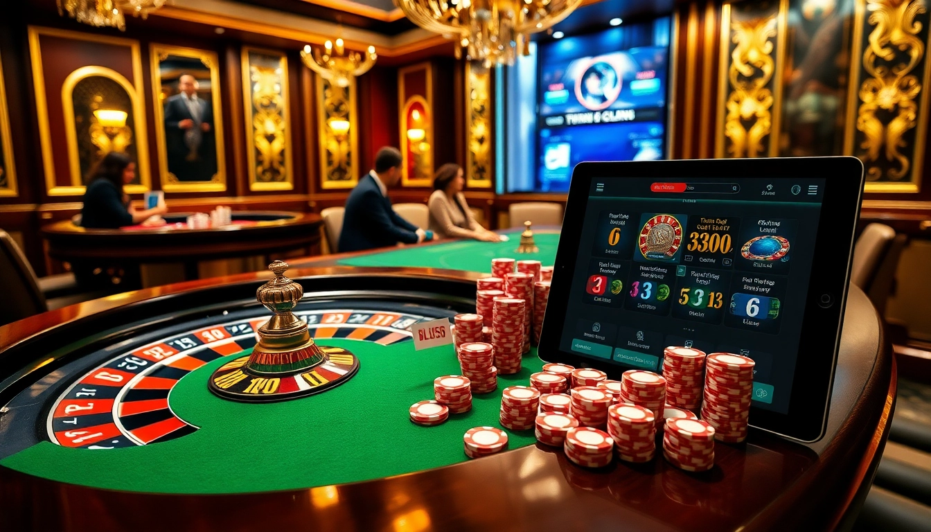 Experience the thrill at Trang chủ BL555 with vibrant poker chips and an elegant roulette wheel.