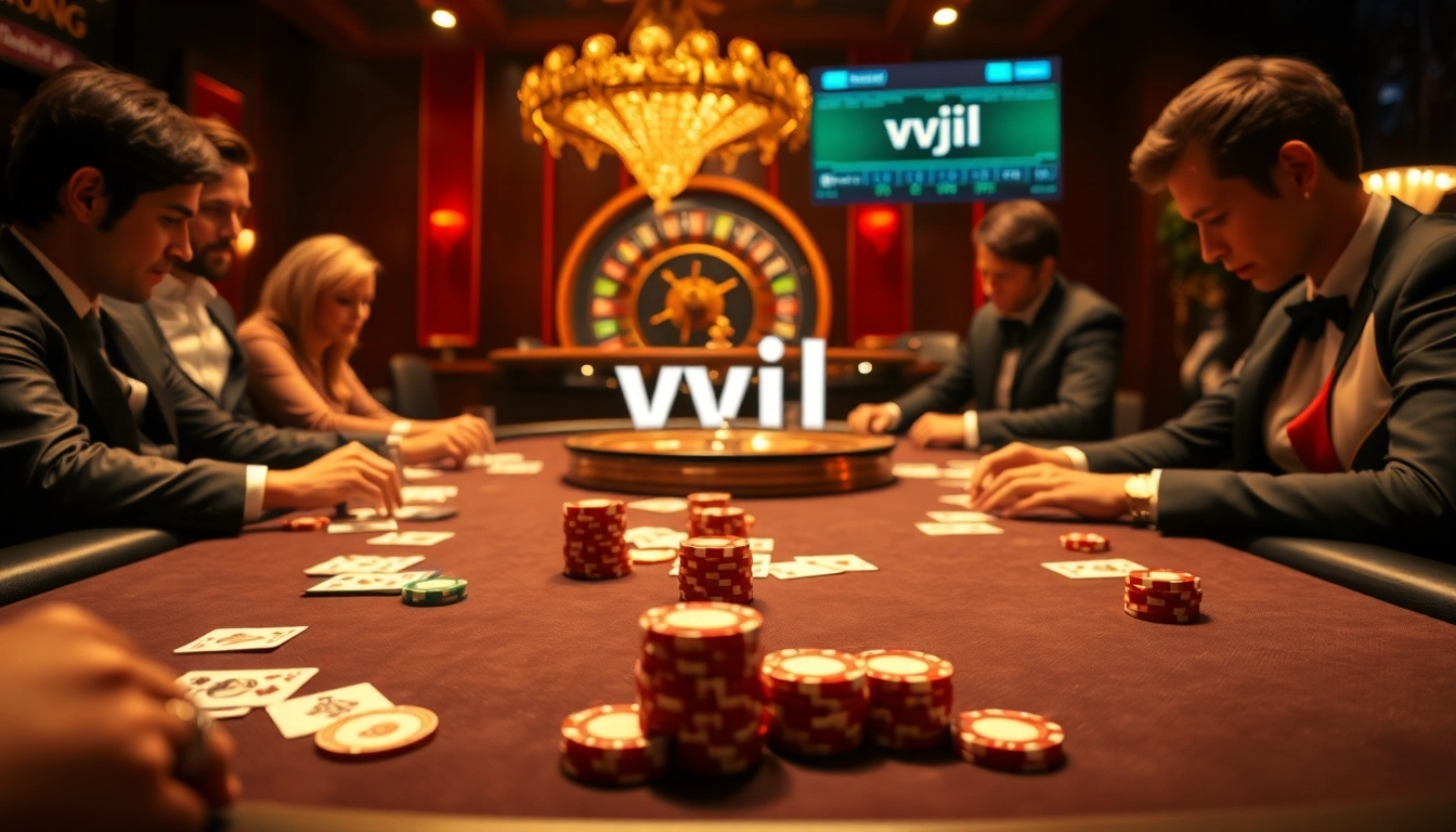 Experience the thrill of casino games with vvjl's vibrant poker table featuring colorful chips and cards.