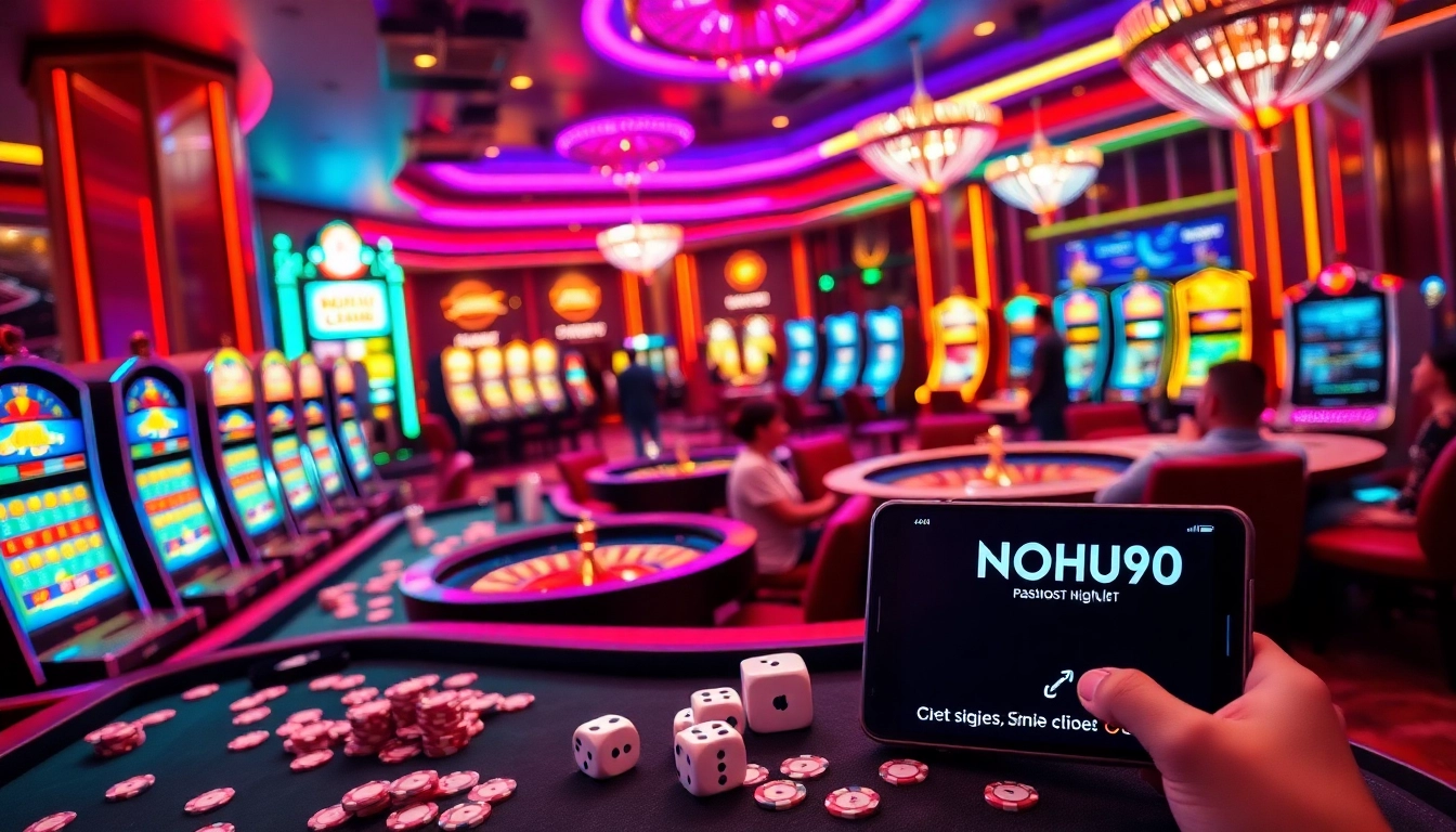 Experience the thrilling gaming action at NOHU90 in a vibrant casino setting.
