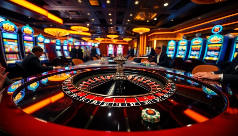 Experience the excitement of high-stakes gaming at the b52-themed casino table.