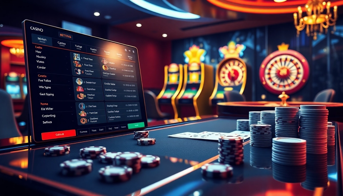 Understanding giải mã kèo nhà cái through an exciting casino scene with poker chips and roulette wheel.