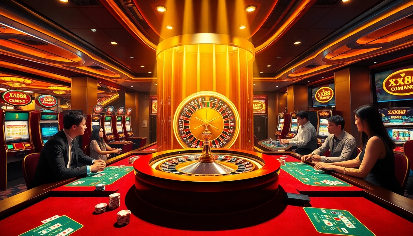 Players enjoying gaming at XX88 casino with vibrant tables and exciting atmosphere